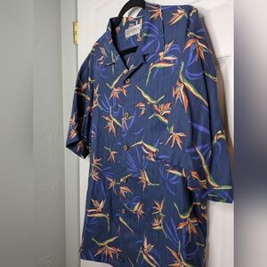 Vintage 90s Silk Camp Shirt By Tehama Clint Tiki Tropical Hawaiian Size Large